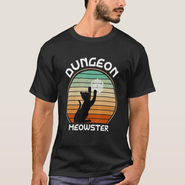 Dungeon D20 Game Meowster Rpg Dice Curse Of The Ca T-Shirt (Front)