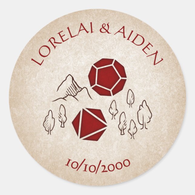 Dungeon Map RPG Gamer Wedding Classic Round Sticker (Front)