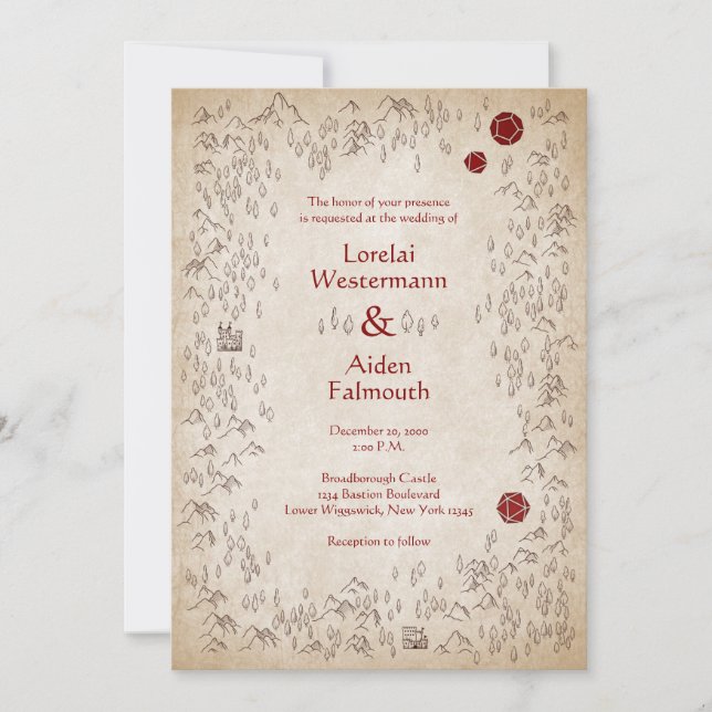 Dungeon Map RPG Gamer Wedding Invitation (Front)