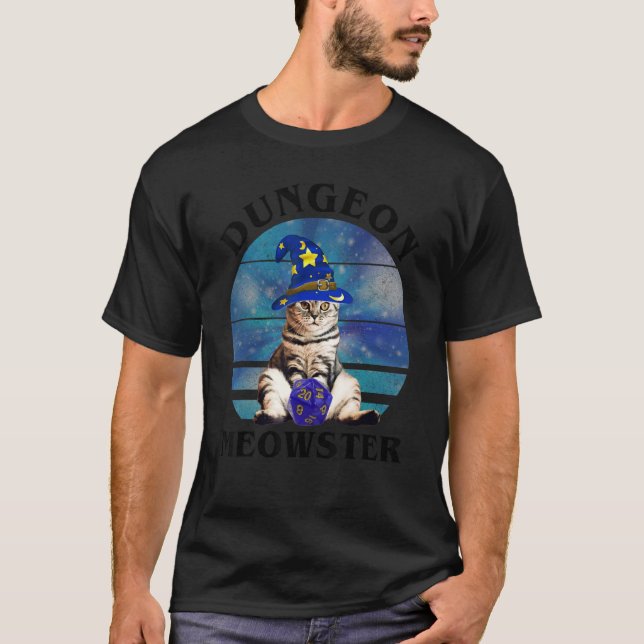 Dungeon Meowster   Cat   D20 Tabletop Gamer T-Shirt (Front)