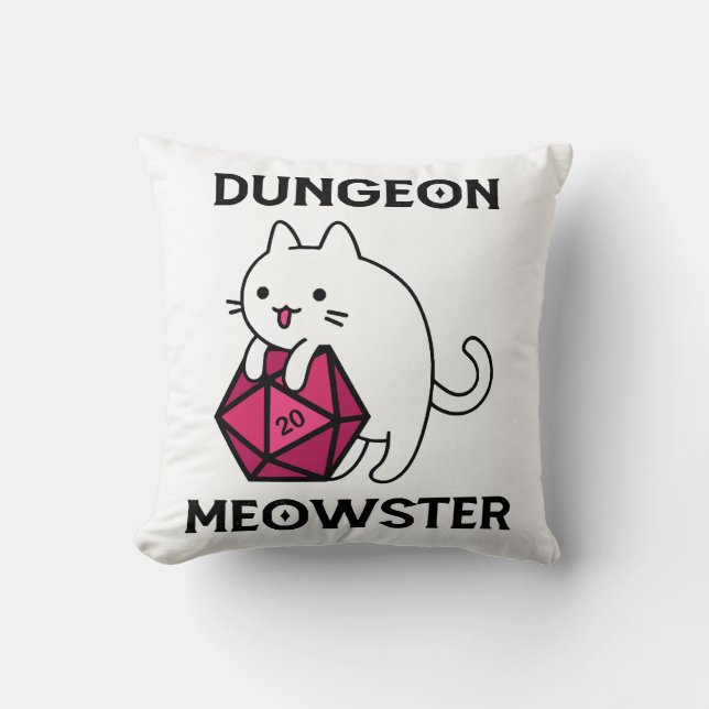 Dungeon Meowster Cat Funny Cushion (Front)