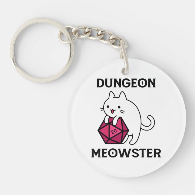Dungeon Meowster Cat Funny Key Ring (Front)