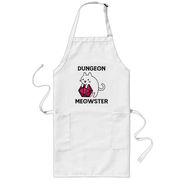 Dungeon Meowster Cat Funny Long Apron (Front)