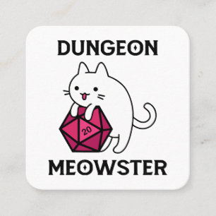 Dungeon Meowster Cat Funny Square Business Card
