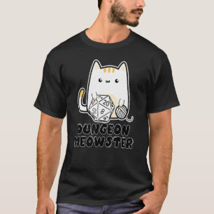 Dungeon Meowster Cute Cat D20 Dice BoardGame Nerd T-Shirt