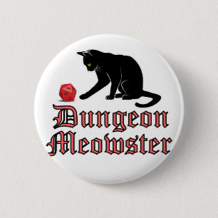 Dungeon Meowster Funny RPG Cat with Dice 6 Cm Round Badge