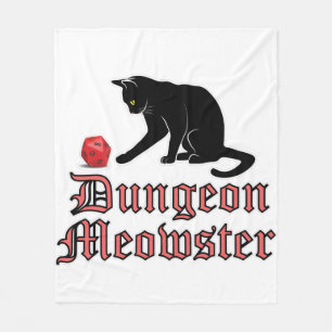 Dungeon Meowster Funny RPG Cat with Dice Fleece Blanket