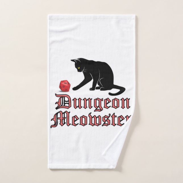Dungeon Meowster Funny RPG Cat with Dice Hand Towel (Hand Towel)