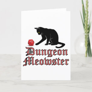 Dungeon Meowster Funny RPG Cat with Dice Holiday Card