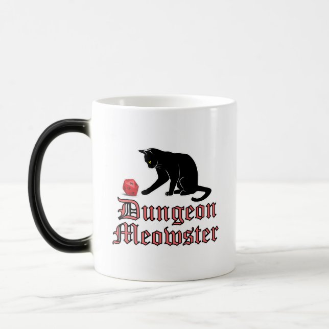 Dungeon Meowster Funny RPG Cat with Dice Magic Mug (Left)