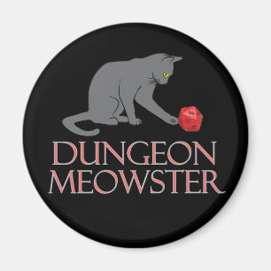 Dungeon Meowster Funny RPG Cat with Dice Magnet