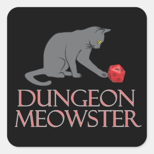 Dungeon Meowster Funny RPG Cat with Dice Square Sticker