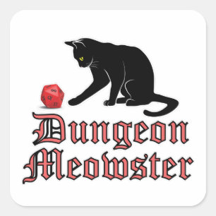 Dungeon Meowster Funny RPG Cat with Dice Square Sticker