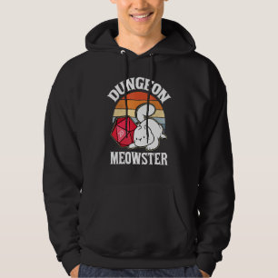 Dungeon Meowster Nerdy D20 Dice Nerd Kitten Cat Rp Hoodie