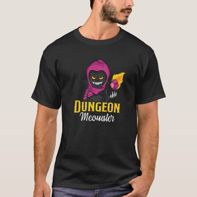 Dungeon Meowster RPG Tabletop Gaming  Cat DM Dice T-Shirt (Front)