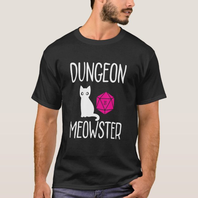 Dungeon Meowster  Rpg Tabletop Gaming Dm Role Play T-Shirt (Front)