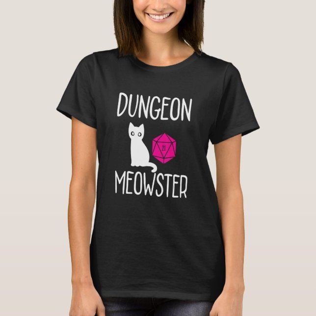 Dungeon Meowster  Rpg Tabletop Gaming Dm Role Play T-Shirt (Front)