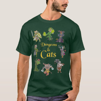 Dungeons And Cats Funny Cute Tabletop Gaming T-Shirt