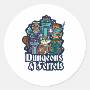 DUNGEONS AND FERRETS CLASSIC ROUND STICKER