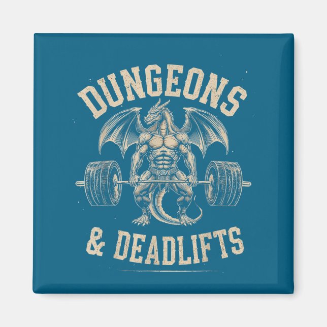Dungeons Deadlifts Gym Workout Fantasy Artwork Magnet (Front)