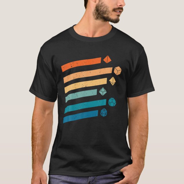 Dungeons Dice T, D20 Dragons T, Retro D20 RPG T-Shirt (Front)