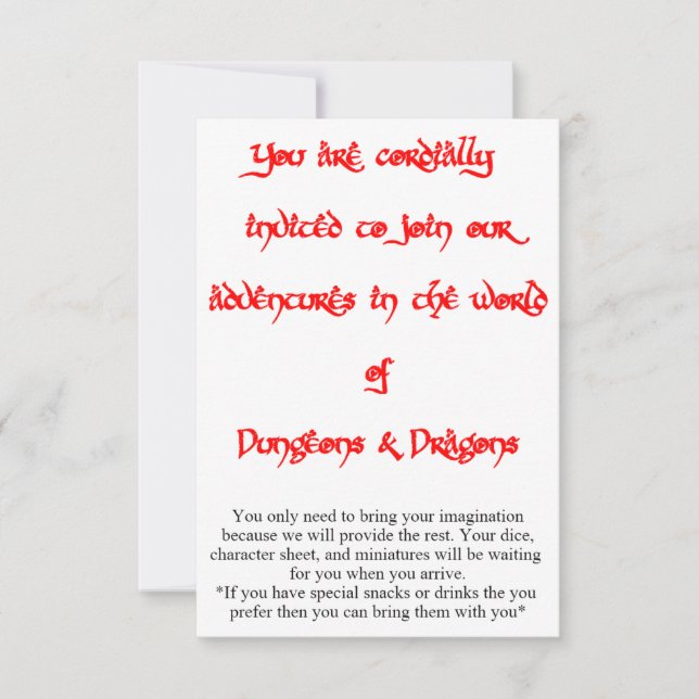 Dungeons & Dragons game invitation 2 sided (Front)
