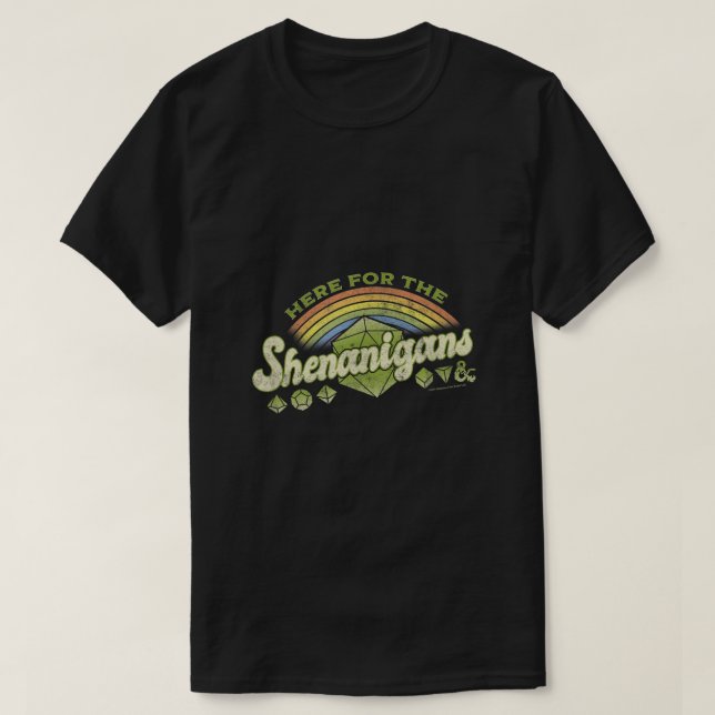 Dungeons  Dragons Here For The Shenanigans St Patr T-Shirt (Design Front)