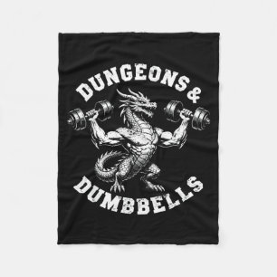 Dungeons Dumbbells Gym Workout Fantasy Design Fleece Blanket