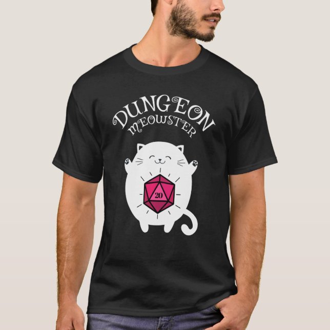 Dungeons Meowster Rpg Dice Funny Rpg Game T-Shirt (Front)
