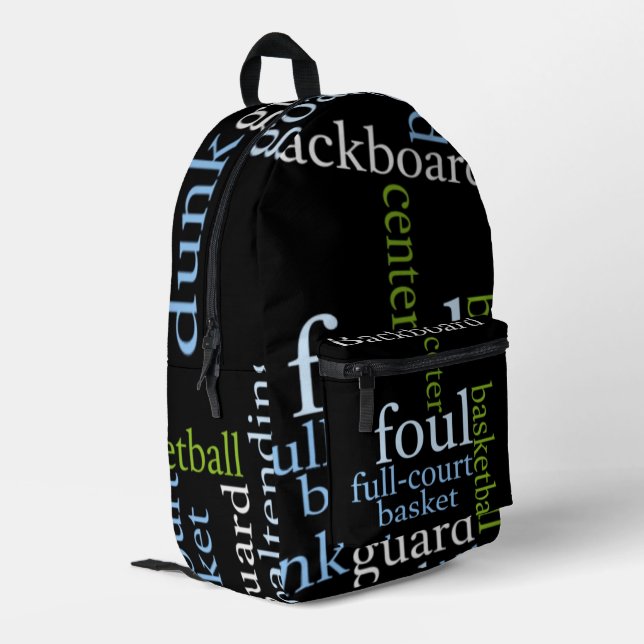 Dunk into Fashion: Basketball Accessory Printed  Backpack (Back Corner Left)
