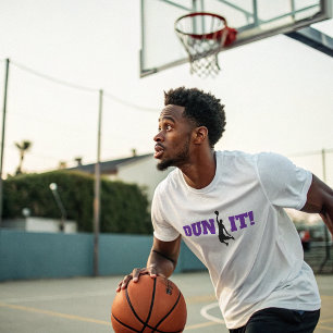 Dunk it Basketball Phrase with Purple Typography T-Shirt