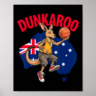 Dunkaroo Funny Kangaroo Sketll Player Australian S Poster
