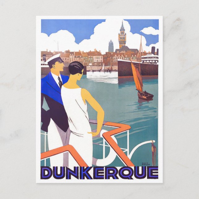Dunkerque France vintage travel Postcard (Front)