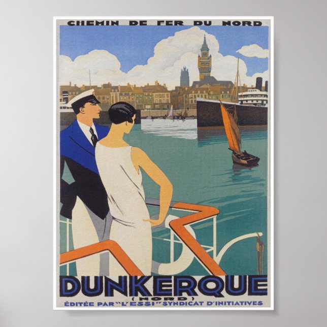 Dunkerque France Vintage Travel Poster (Front)