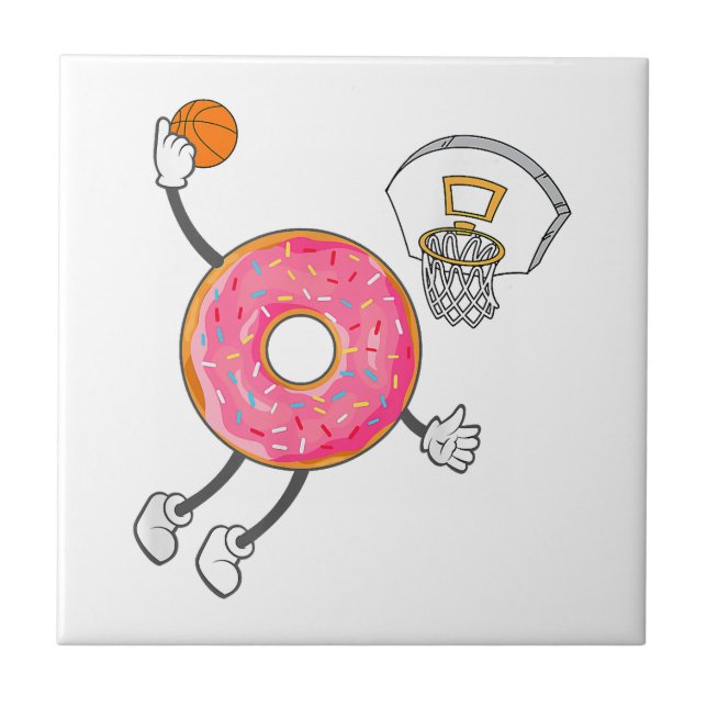 Dunking Doughnut Hole Food Champ Ceramic Tile (Front)