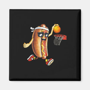 Dunking Hotdog In Bread Roll Playing Basketball Sp Magnet