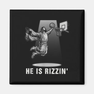 Dunking Jesus He Is Rizzin Basketball Easter Chris Magnet
