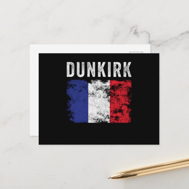 Dunkirk France Flag French Souvenir Postcard (Front/Back In Situ)