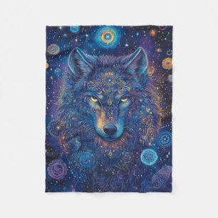 Dunkler Wolf Mandala Sternenhimmel Fleece Blanket