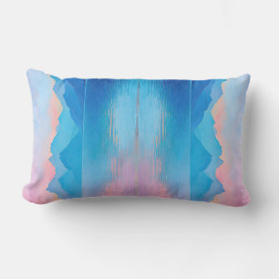 “Dunlach”  Wide Pink and Blue Landscape Seascape B Lumbar Cushion