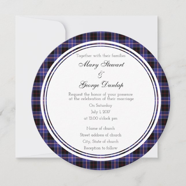 Dunlap Scottish Wedding Round Invitation (Front)