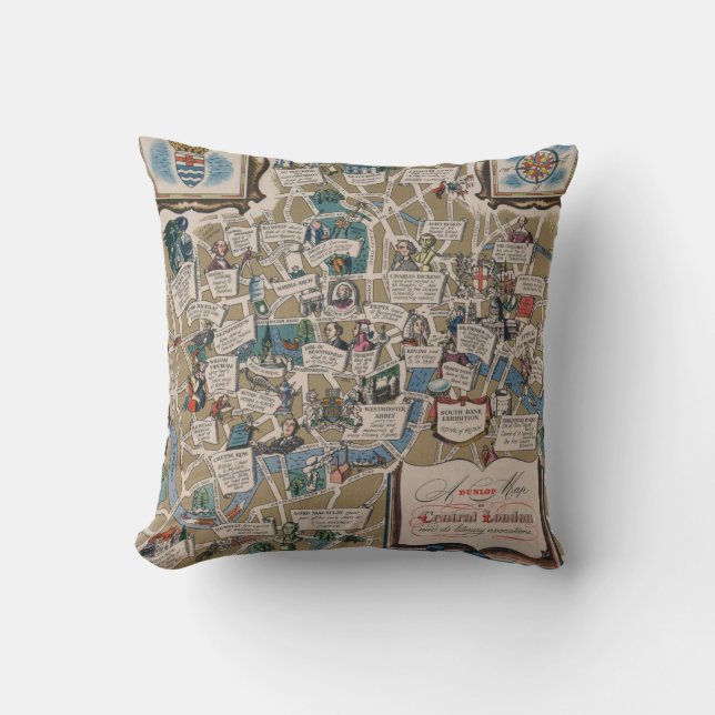 Dunlop map- Literary Landmarks of Central London Cushion (Front)