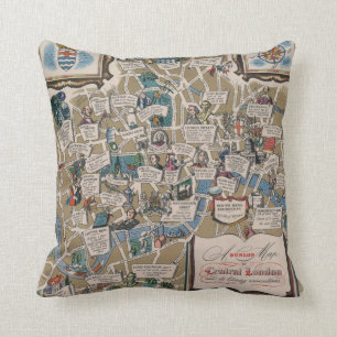 Dunlop map- Literary Landmarks of Central London Cushion