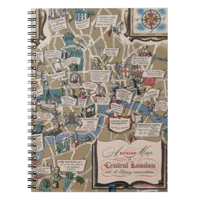 Dunlop map- Literary Landmarks of Central London Notebook (Front)