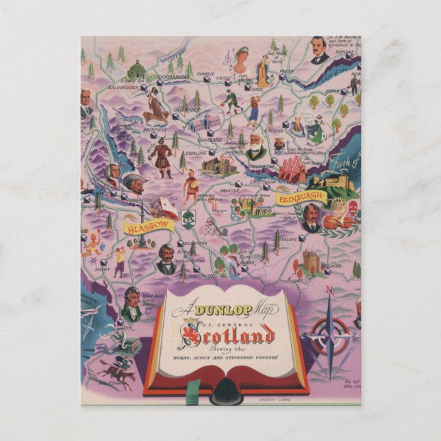 Dunlop Map of Central Scotland Postcard (Front)