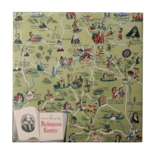 Dunlop Map of Shakespeare Country, England Ceramic Tile