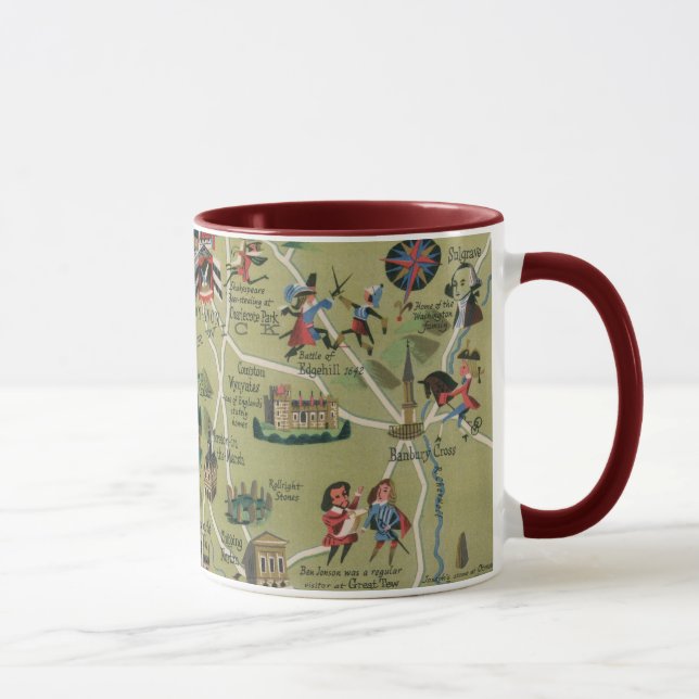 Dunlop Map of Shakespeare Country, England Mug (Right)