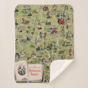 Dunlop Map of Shakespeare Country, England Sherpa Blanket
