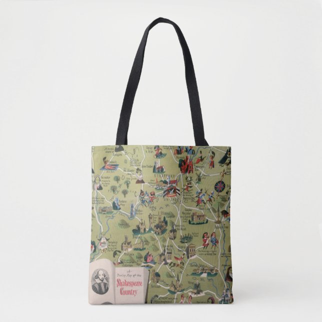 Dunlop Map of Shakespeare Country, England Tote Bag (Front)