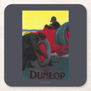 Dunlop Vintage PosterEurope Square Paper Coaster